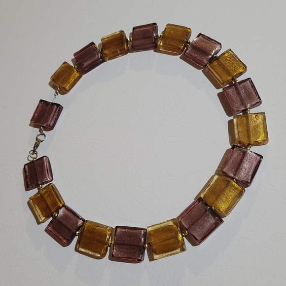 Square glass beaded necklace - Picture 2 of 4